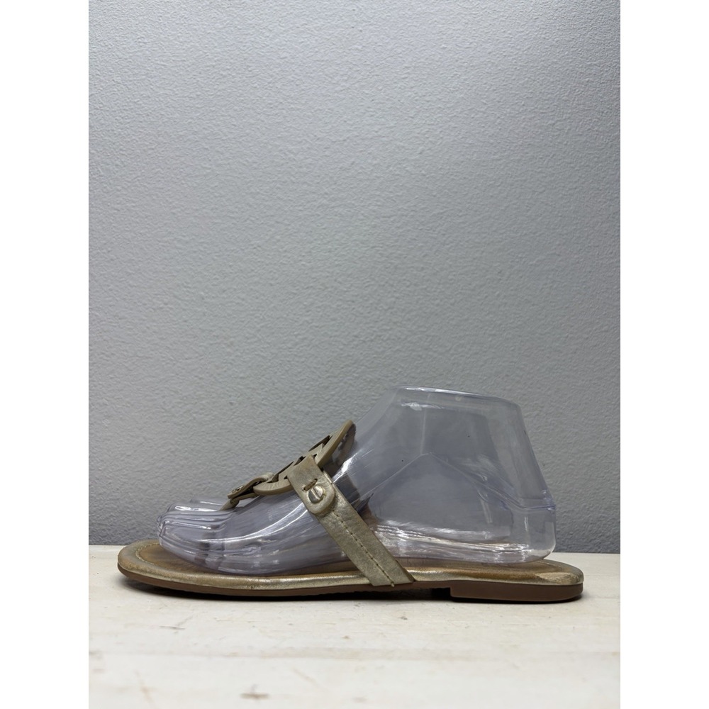 Tory Burch Metallic Gold Leather Miller Thong Sandals Size 7